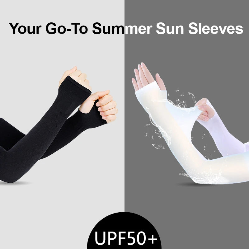 UV Sun Protection Arm Sleeves for Men Women Cycling Ice Silk Outdoor Breathable Summer Driving Cooling Fishing Hiking Sleeves