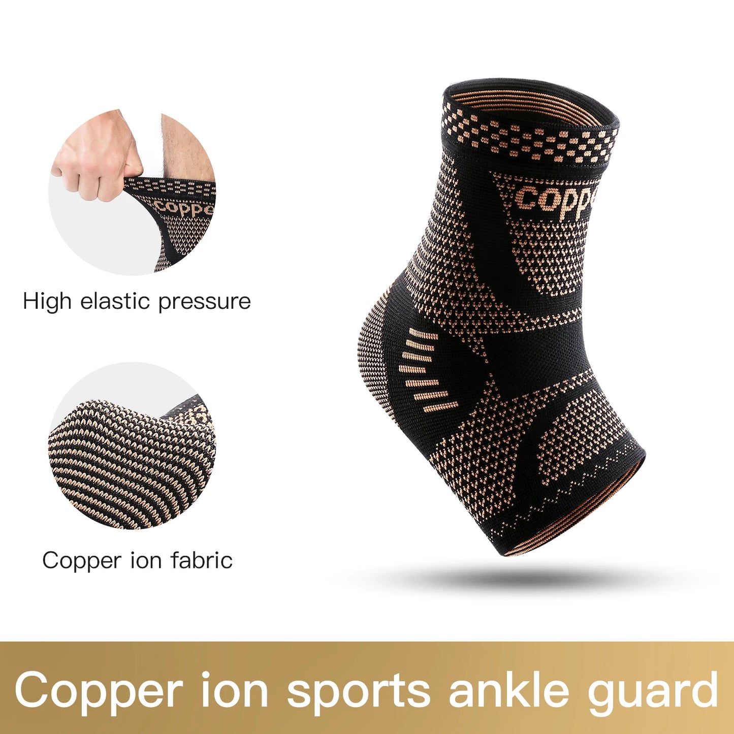 1/2 piece Copper Ankle Brace,Infused Ankle Support Compression Sleeve for Men Women,for Foot Pain,Sprained Ankle,Recovery,sports