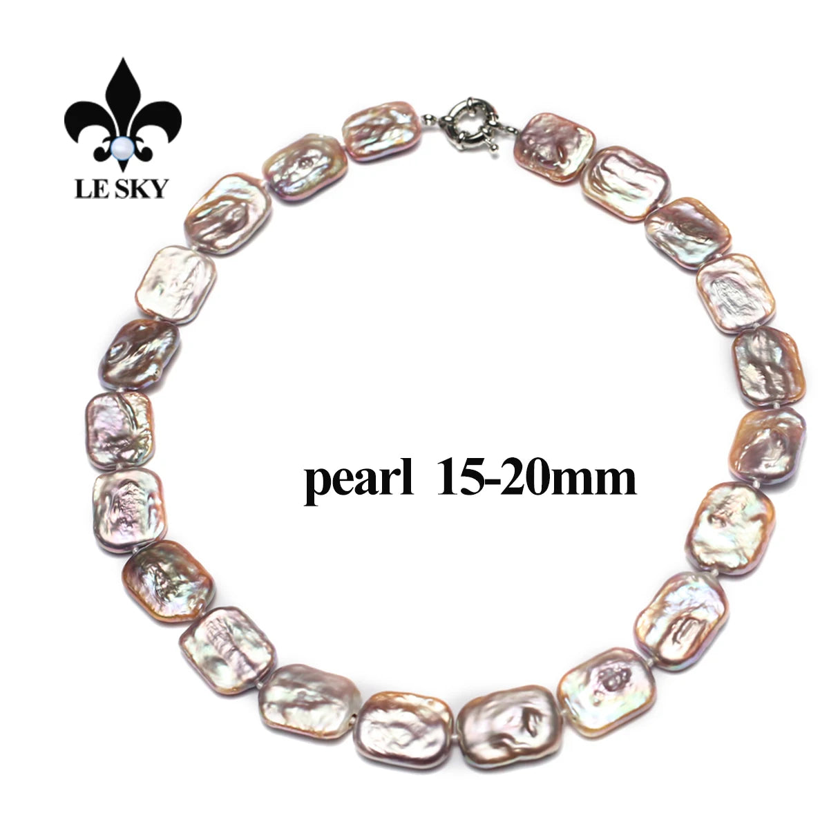 LE SKY Natural Freshwater Pearl Set Potato Shape Elasticity Pearl Bead Bracalet Necklace Earrings Wedding Party Accessories 8-9