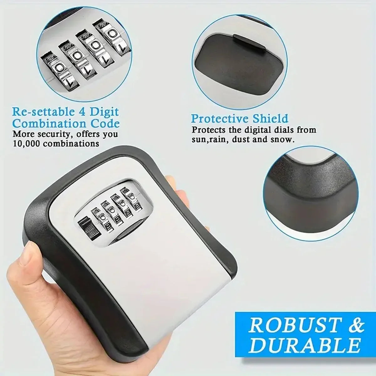 Waterproof Portable Combination Key Lock Box - Secure Realtor Style with Code for Home And Car Keys Ideal Key Storage Solution