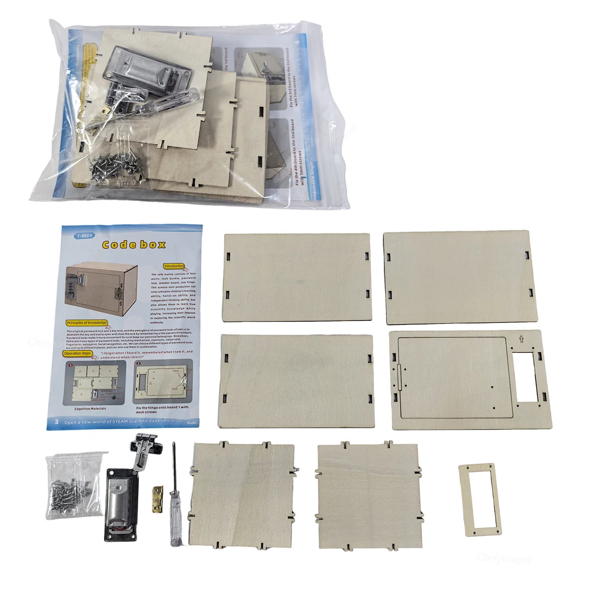 DIY Wooden Password Box for Kids Assembling Code Box Science School Projects Experiment Kits Science Toys STEM Educational Toys