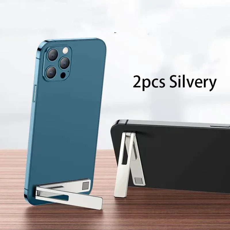 Ultra-Thin Metal Folding Phone Holder Alloy Invisible Back Stick Phone Desktop Holder Portable Mobile Support Phone Stand