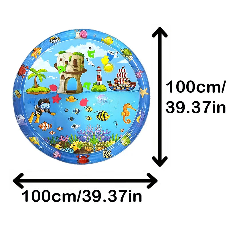 65/100cm Circle Inflatable Baby Water Play Mat Infant Toddler Kid Tummy Time Water Pad Cushion Early Educate Develop Activity