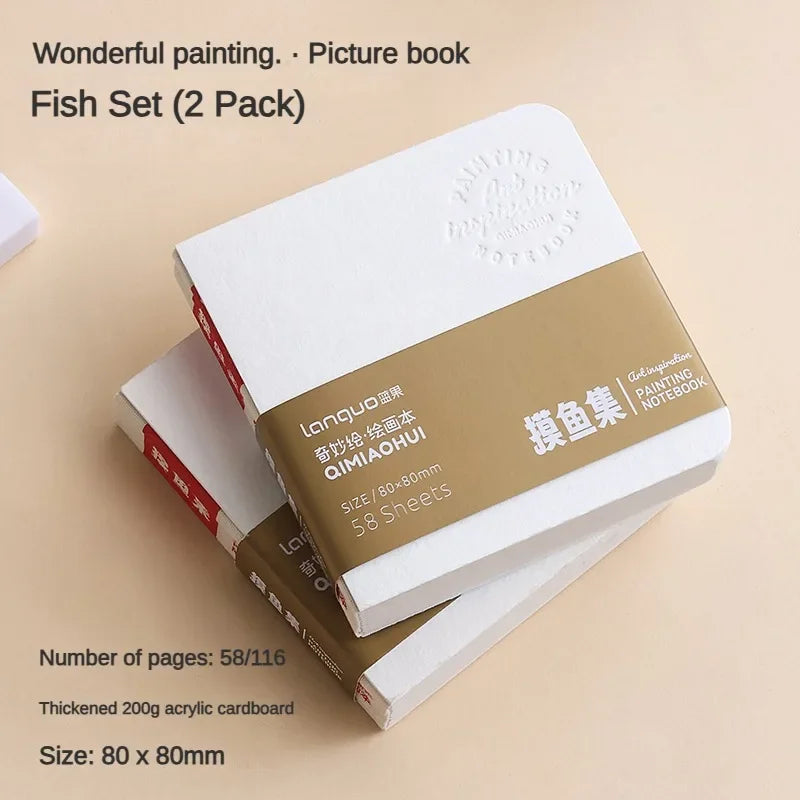 58 Sheets Borrence Drawing Notebook Sketchbook Handheld Portable Watercolor Coloring Book Oil Paint Gouache Notepad Stationery