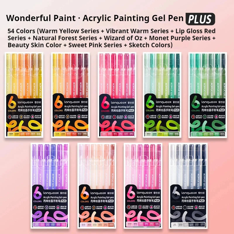 Languo 90 Colors Painting Acrylic Gel Pens Large Capacity Ink Pen for Drawing Diary Diy Coloring Doodling Painting Art Supplies