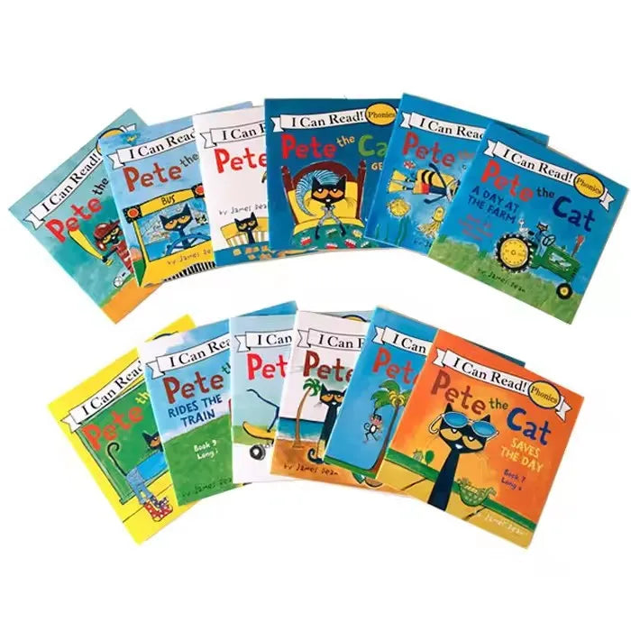 Pete the Cat 12 Books Set I Can Read English Picture Story for Children Early Education Pocket Size Reading Material