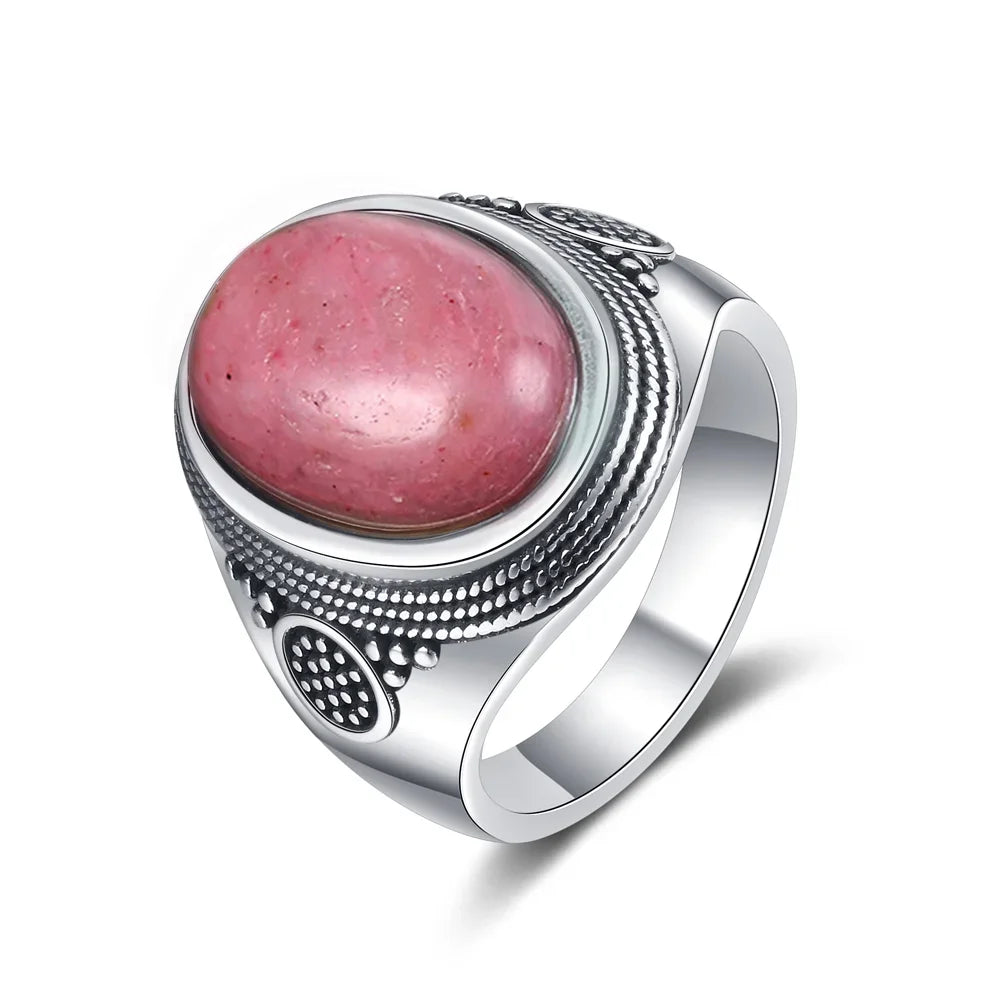 Vintage Natural Labradorite Ring for Women Men 10x14MM Oval Large Tiger Eye S925 Silver Plated Rings Boho Jewelry Gift FCGJHW