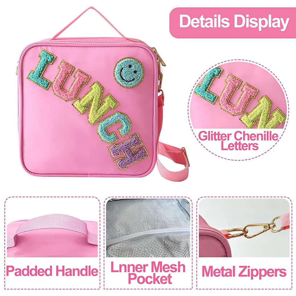 Lunch Bag with Aluminum Film Adjustable Shoulder Strap for Kids Back to School Food Insulated Lunch Cooler Bag Food Lunch Box
