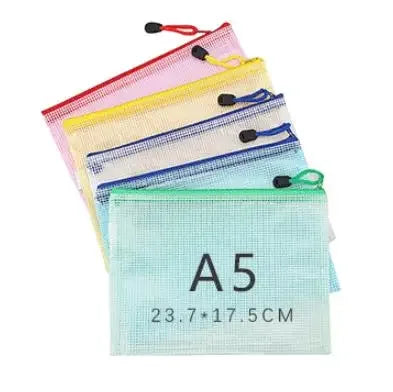 Poly Stationery Storage Folder File Pouch  A4 A5 B4 A3 Snap Button Document Bag Zip File Folder School Office Supplies