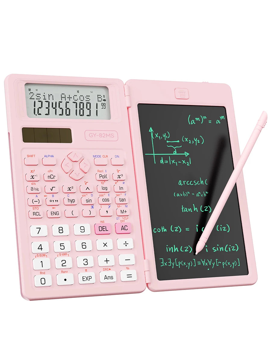 2-In-1 Foldable Scientific Calculator & 6 inch Writing Tablet 82MS 240 Function LCD Display For College Office Student Teacher
