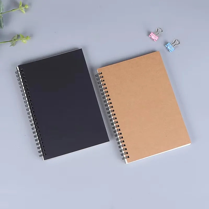 1 Book 50 Sheets Retro Spiral Kraft Paper Notebook Coil Sketchbook Graffiti Drawing Diary Journal Office School Writing Station