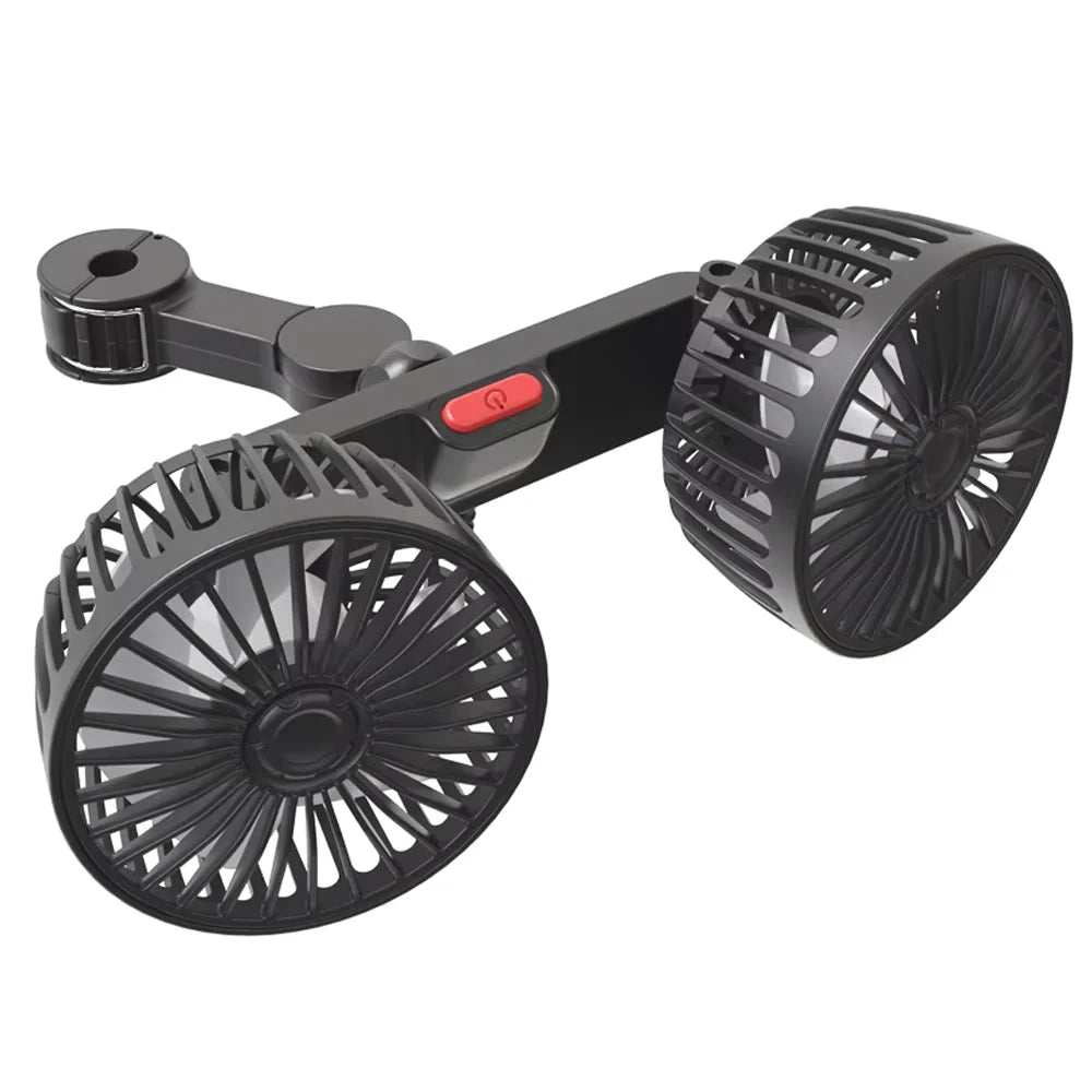 3-speed Car Seat Back Cooling Fan USB Charge Dual Head Fan 360 Degree Rotation Neck Cooler for Summer Car Accessories