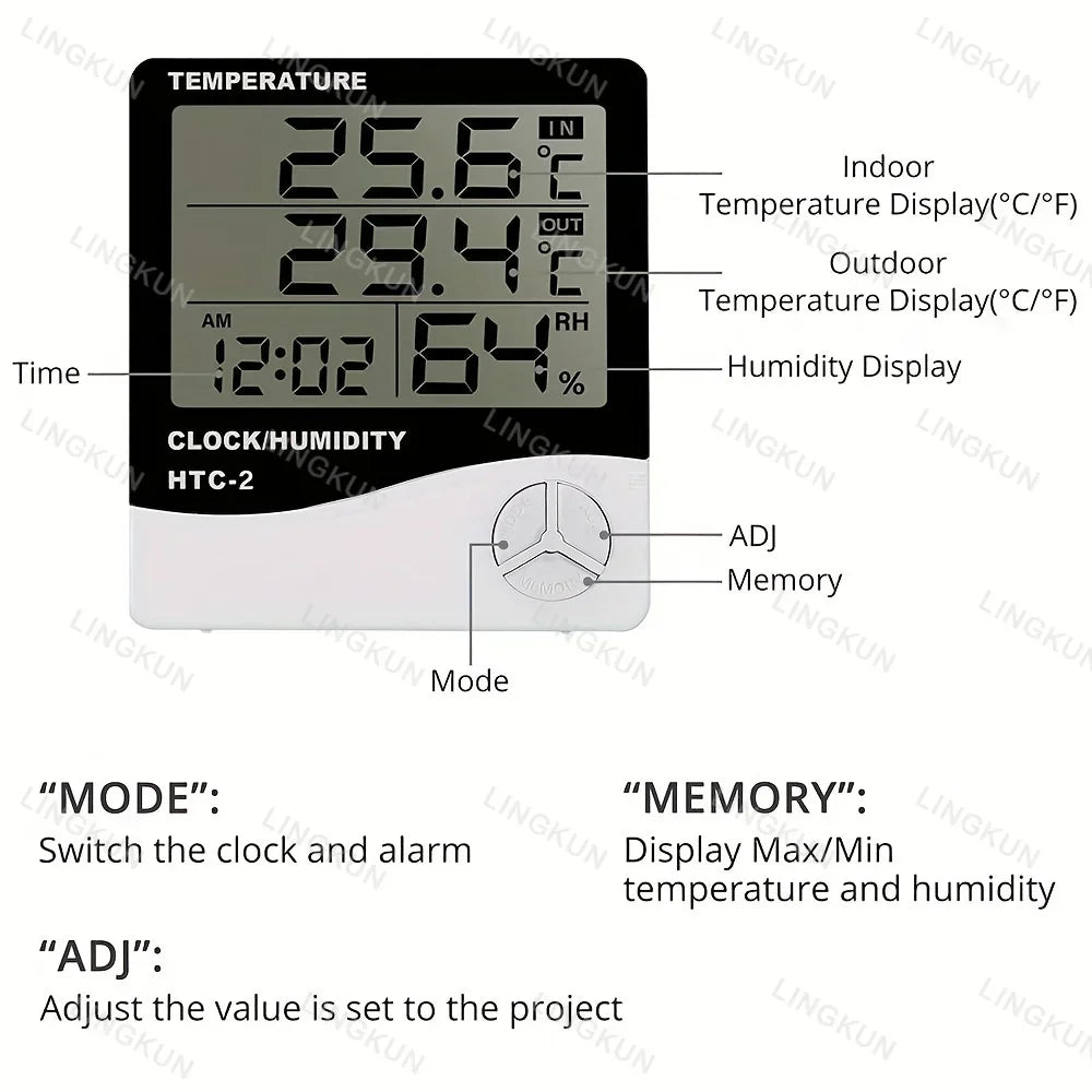 Indoor LCD Digital Thermometer Hygrometer - Electronic Temperature & Humidity Meter Sensor Gauge Weather Station for Home
