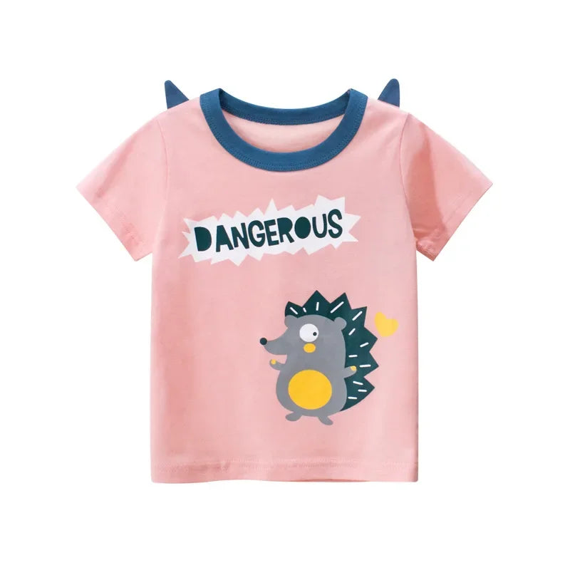 2-8T Heart Print Girls T Shirt Summer Toddler Kid Baby Clothes Short Sleeve Cotton Tshirt Childrens Cute Tee Top Infant Outfit