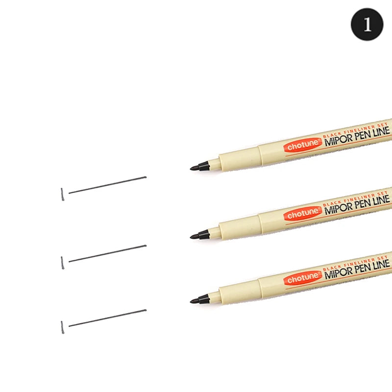 12 Tip Pigment Liner Micron Ink Marker Pen for Manga Draw Sketching Needle Pen Hook Line Pen Sketch Stationery Set Art Supplies