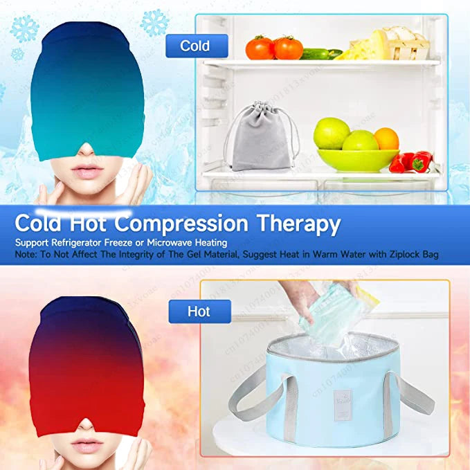 Relief Migraine Relief Cap Gel Ice Cap Single Layer Headgear Ice Pack Headgear Relief Pain Stretchable Compress Hood Eye Mask