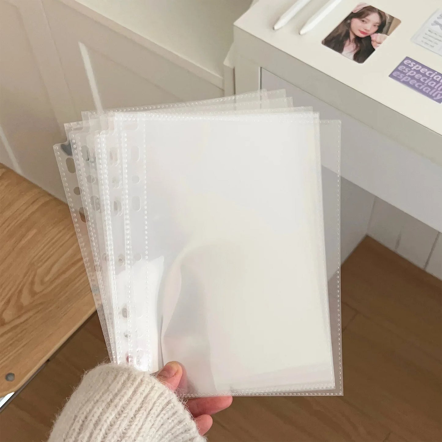 A5 7Holes Transparent File Holder Notebook Loose Leaf DIY Document Bag Binder Rings PVC Storage Binding Folder