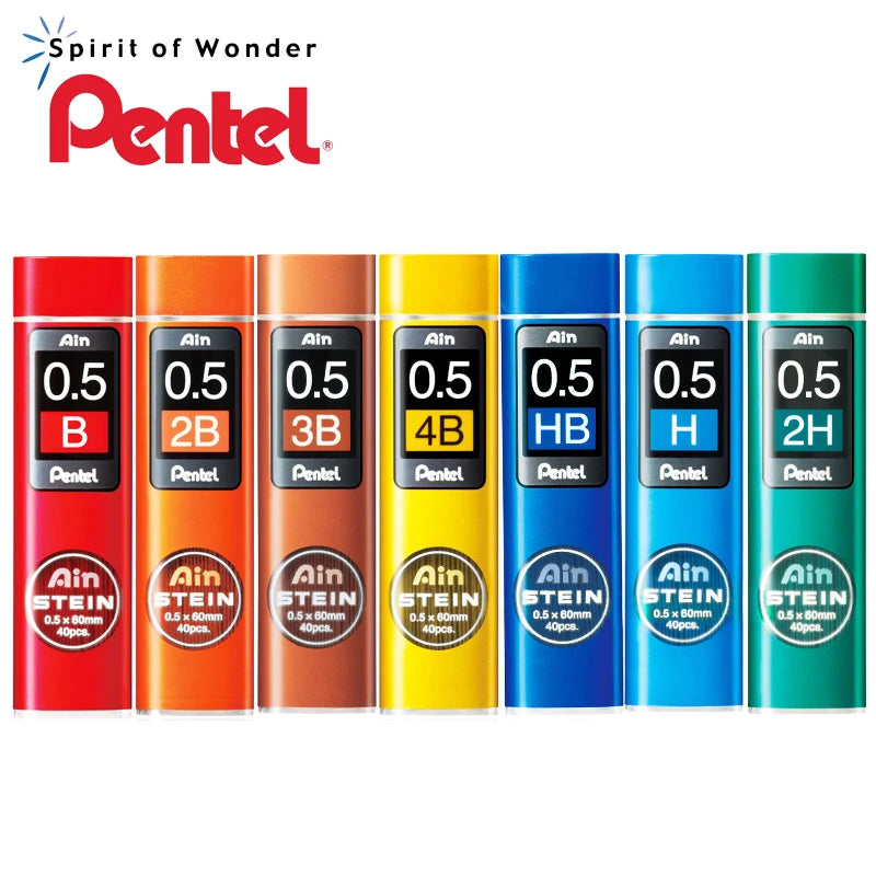 1 Tubes/Lot (40pcs/Tube) Pentel 0.5mm Mechanical Pencil Refills B,2B,3B,4B,H,2H,HB Pencil Leads for School & Office Stationery