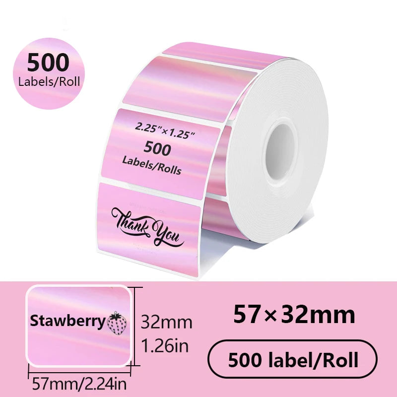 FOR Phomemo 241BT 246S D520 50mm LABEL Holographic Silver Laser Gold Gradient Thanks Card Sticker for LOGO Barcode Birthday