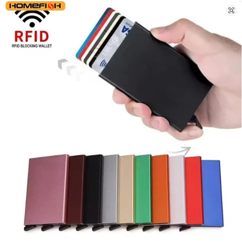 HOMEFISH Pop-up Metal Card Holder, Lightweight Portable Wallet, Fashion Mini Coin Purse for Men and Women