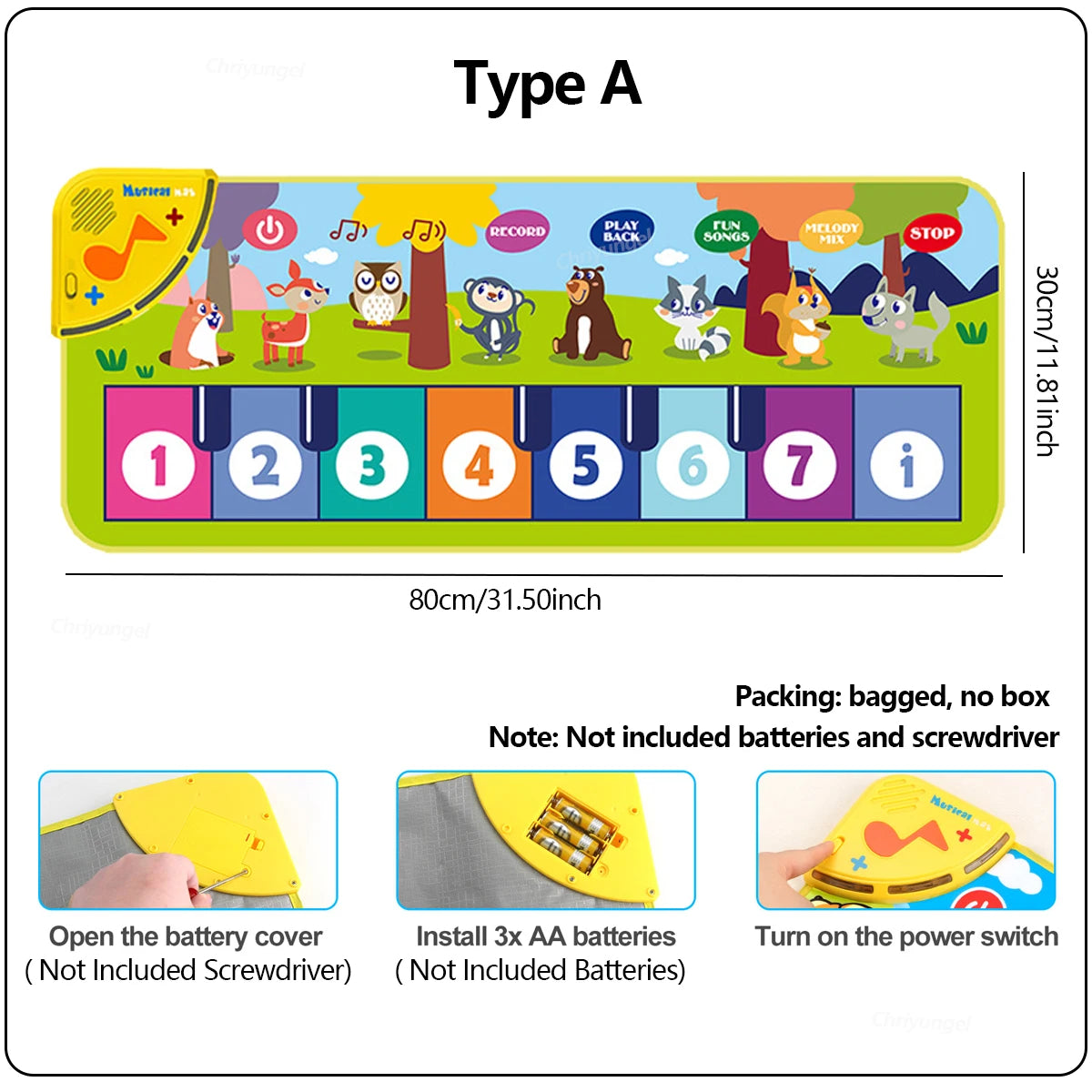Piano Dance Mat for Kids 80*30cm Music Play Mat with Demo Songs Toddlers Floor Keyboard Musical Carpet Girl Boy Birthday Gifts