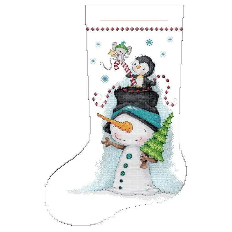 Christmas Stocking Series NKF Cartoon Pattern Cross Stitch Kit 14 16 11CT White Count Canvas Set DIY Embroidery Home Decor Gifts