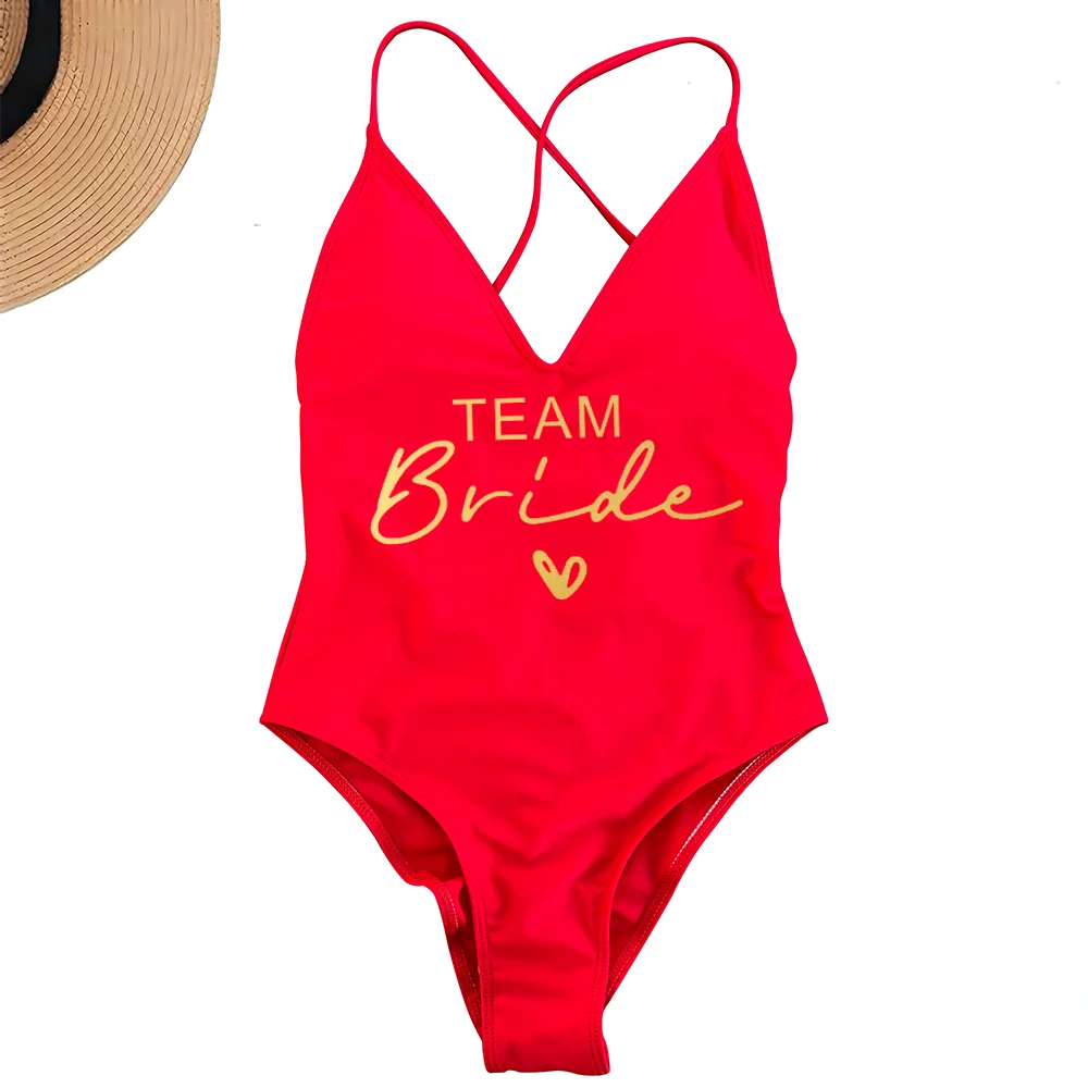 Sexy Padded One Piece Swimsuit Women Team Bride Swimwear Bikini Summer Bathing Suit Plus Size Beachwear Bachelorette Party Lady