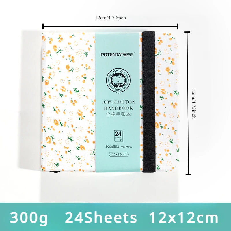 POTENTATE 100% Cotton Square Watercolor Paper Book 12cmx12cm(4.7x4.7Inch )24 Sheets 300g (140lb) Art  Drawing Paper Sketchbook