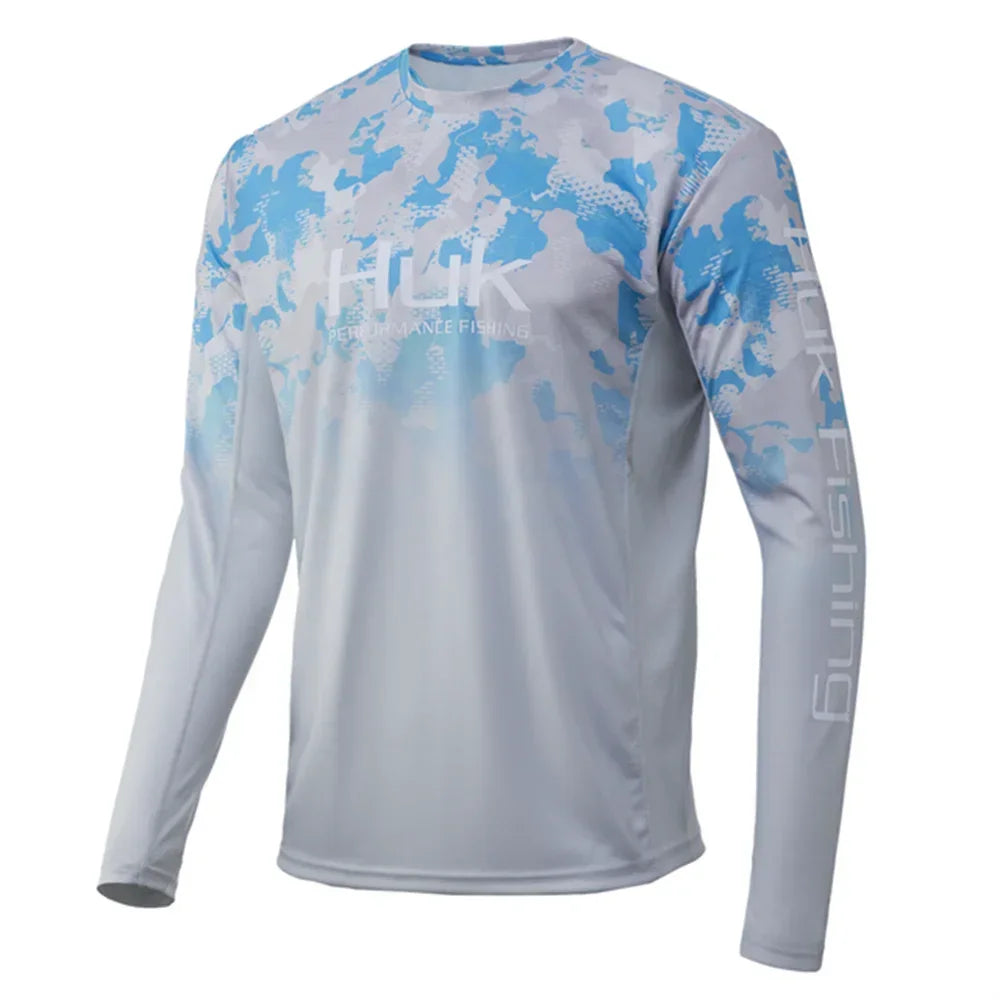 HUK Fishing Shirt Long Sleeve Uv Protection Man Outdoor Summer Fishing Clothing Performance Jersey Men's Fishing Apparel UPF 50+