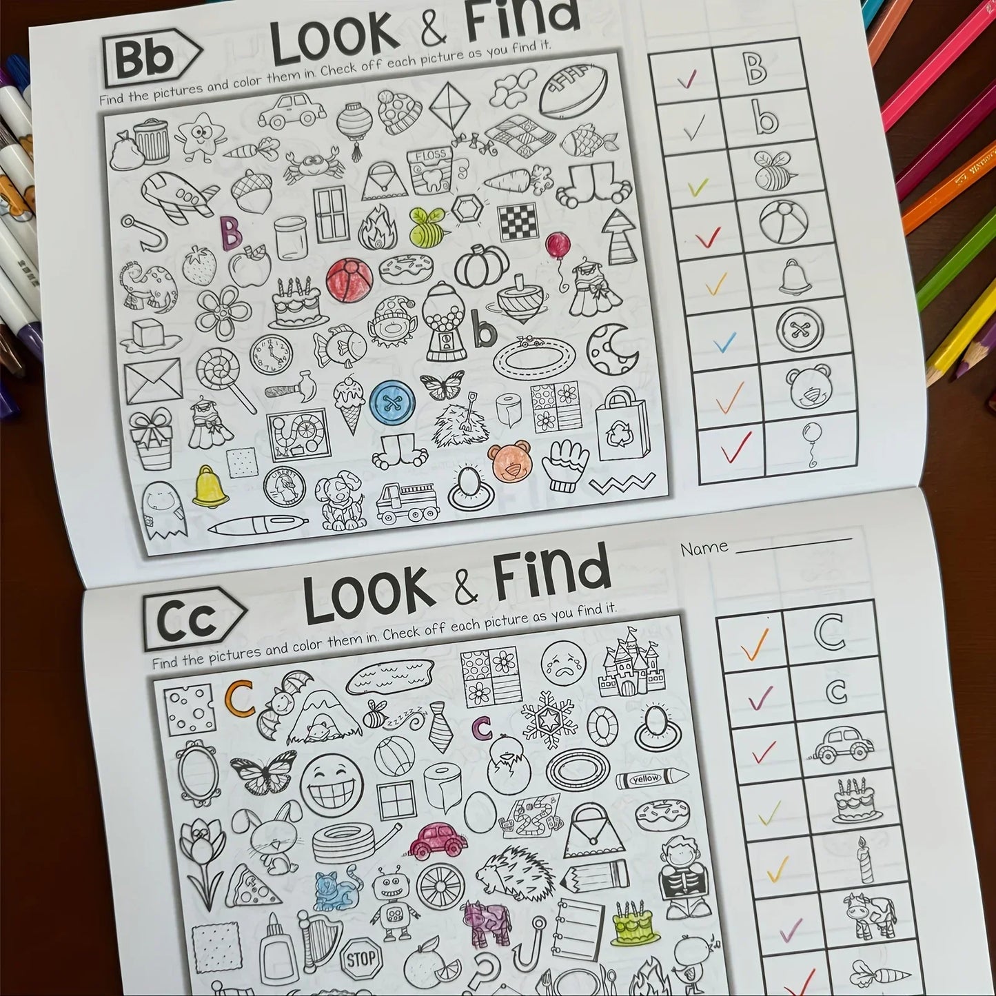 Children's Search Activity Book Kid Hidden Object Coloring Book Interactive Educational Matching Game Early Learning Puzzle Game
