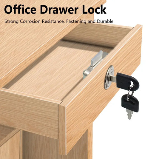 Zinc Alloy Drawer Lock Burglarproof Home Office Security Desk Wardrobe Cabinet Locker with 2 Keys
