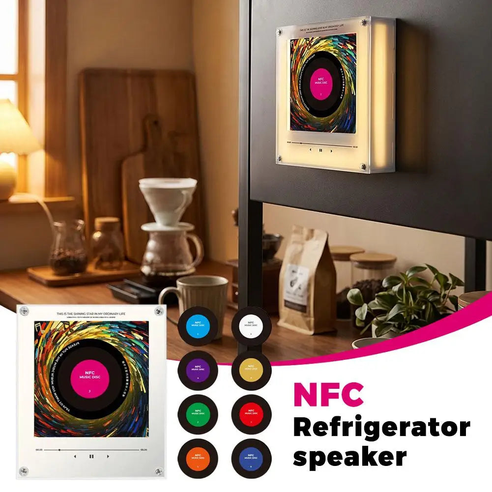 Smart Magnetic Music Fridge Magnet – Touch-to-Play Vinyl Record LED Lamp