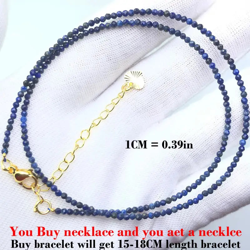 HOT Natural Stone 2mm Faceted Beads Necklace Crystal quartz Garnet agate Beaded Chains Fashion Simple Men Women Jewelry Gifts