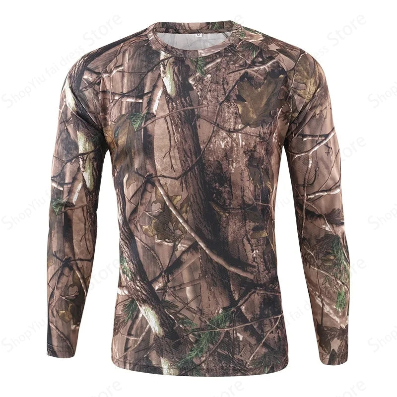 2025 Men's Camouflage 3D Printed Pattern Long Sleeve T-shirt Fashion Breathable Top Men's Outdoor Camouflage Top Men's Clothing
