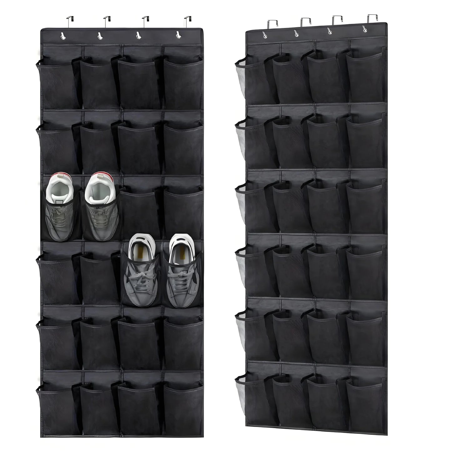 40/24/14 Grid Wall-Mounted Shoe Organiser Fabric Closet Bag Storage Rack Mesh Pocket Clear Hanging Over The Door Cloth Box