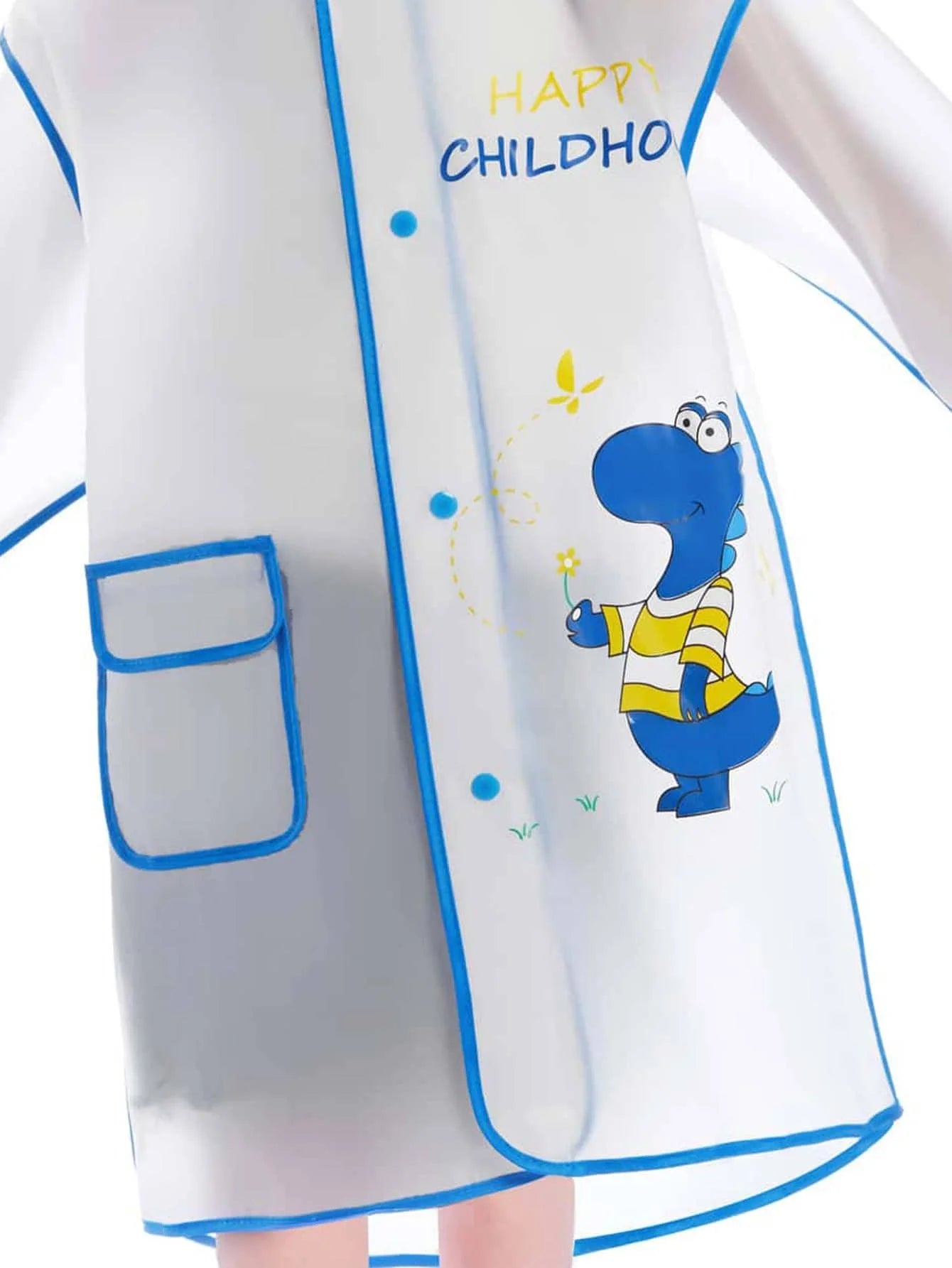 Children's raincoat Boys and girls primary school baby kindergarten school bag  rain poncho cartoon raincoat blue dinosaur style