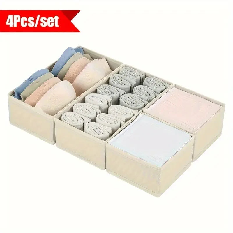 4pcs Foldable Drawer Organizer Underwear Socks Bra Clothes Storage Box Closet Wardrobe Organization Household Dresser Storage