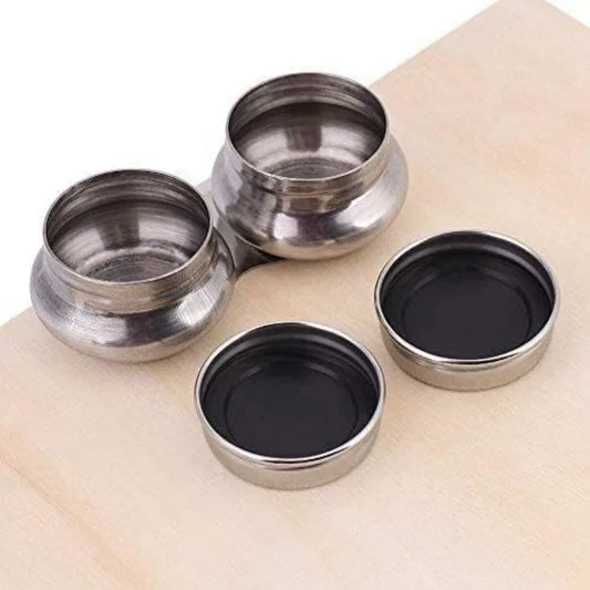 1pc Stainless Steel Single/Double Dipper Palette Cup Oil Container Paint Megilp Turpentine Solvent Container with Screw Cap