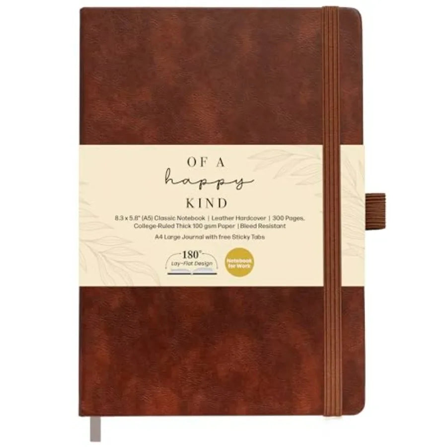 Lined Leather Bound Journal Notebook, Hardcover - 5.8x8.3" - Thick College Ruled Paper Journals for Men and Women - Personal an