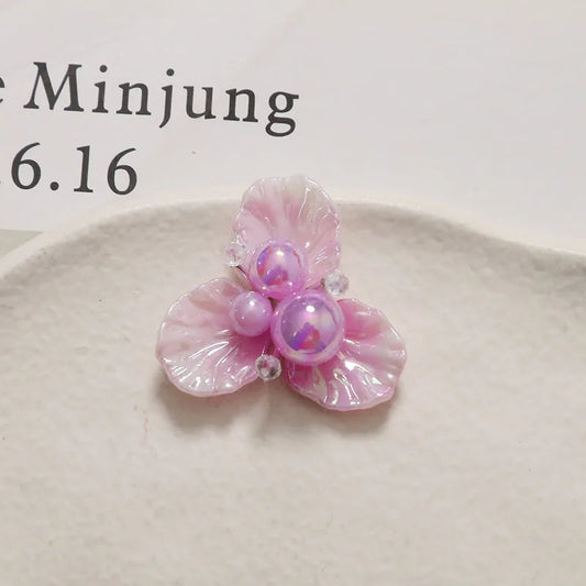 Shoe Decor 1 Piece Handcrafted Crystal Beaded Triple Petal Flower Iridescent DIY for Jelly Clog Sandals Princess Korean Style