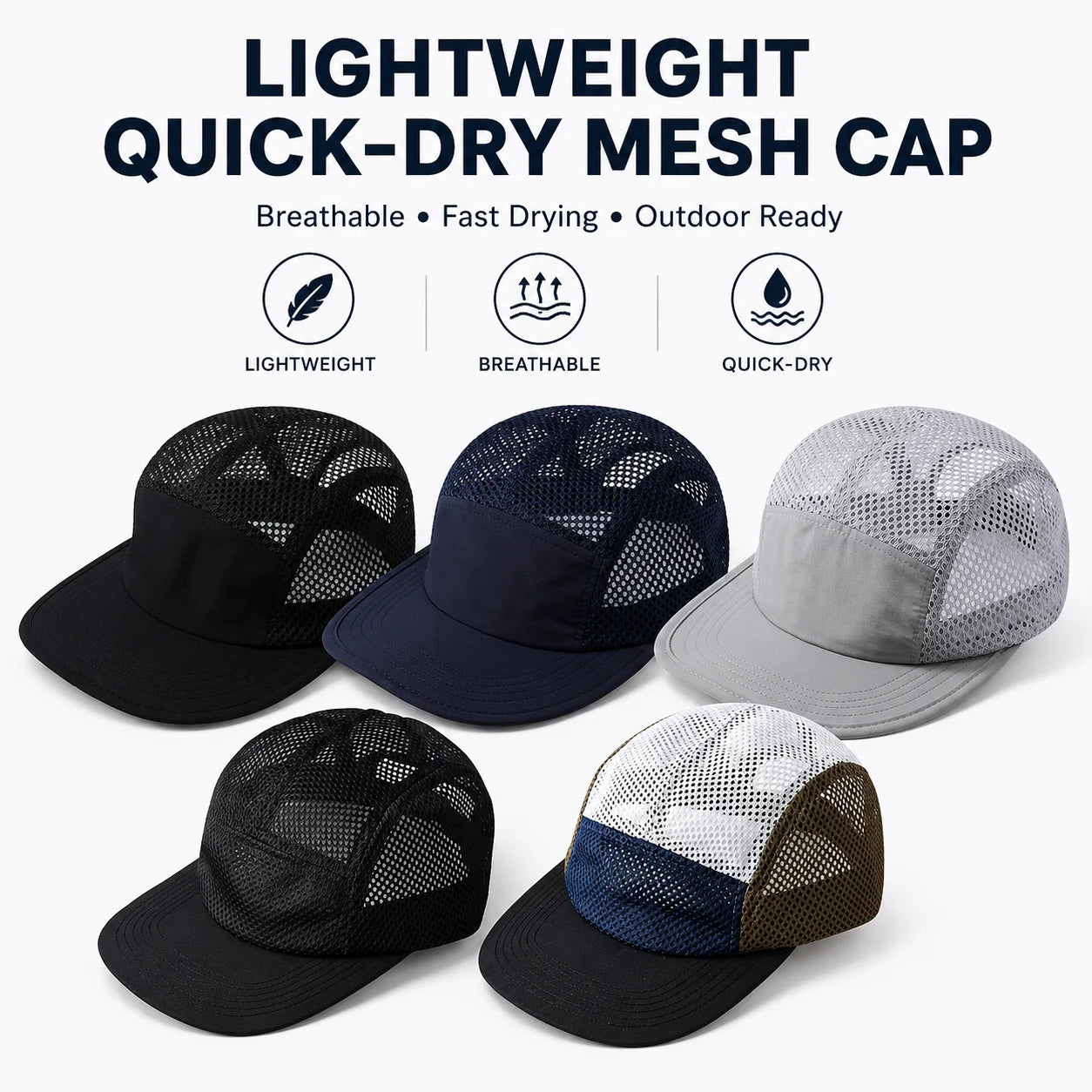 Summer Full Mesh Baseball Cap Quick Dry Breathable Sport Hat Deep 11cm Adjustable Cooling Running Hiking Sun Hats for Men Women