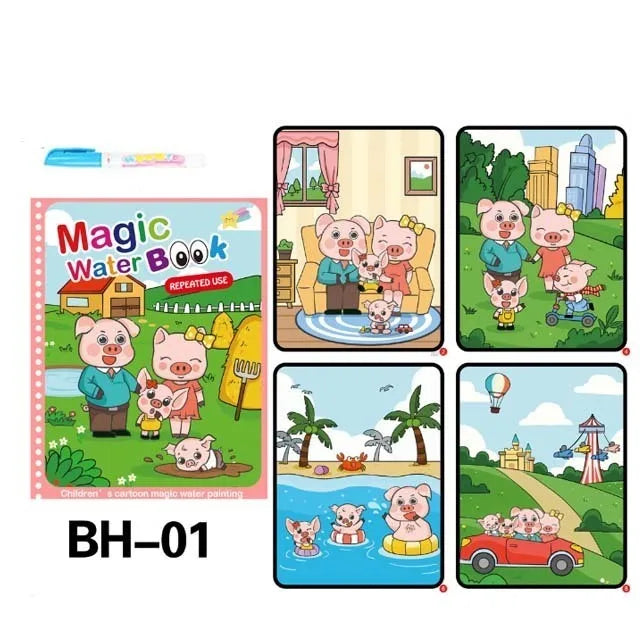 Children Painting Drawing Toys Reusable Coloring Book Magic Water Drawing Book Sensory Early Education Toys for Kids