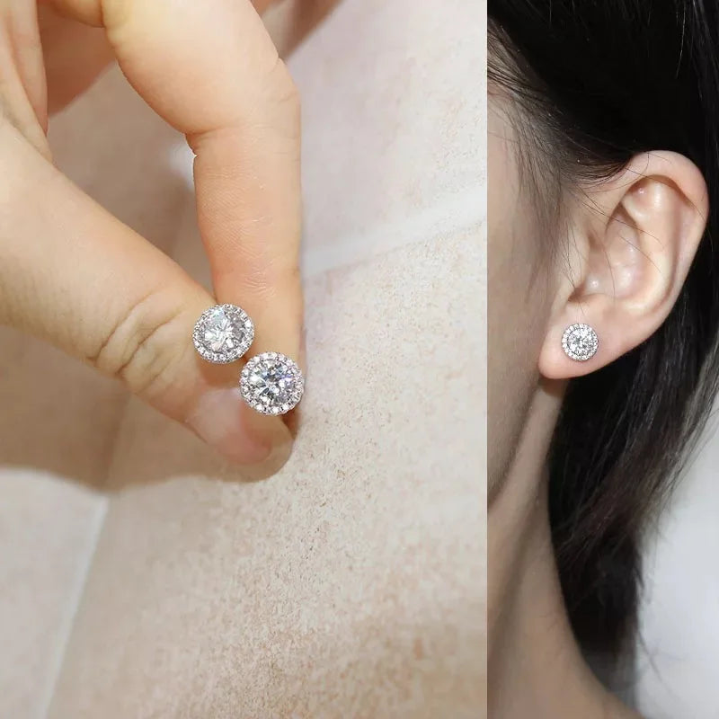 Natural Ruby Earrings for Women Wedding S925 Sterling Silver Fine Jewelry Round Green/red Diamond Luxury Brincos Women Earring