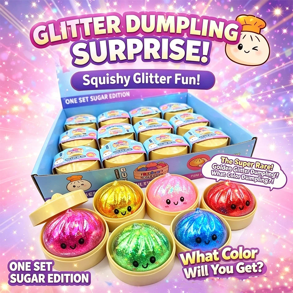 Glitter Dumpling Squishy ULTRA RARE Gold Glitter Hidden Edition  Dumplings Sensory Steamer Soft TPR Dough Ball for Stress Relief