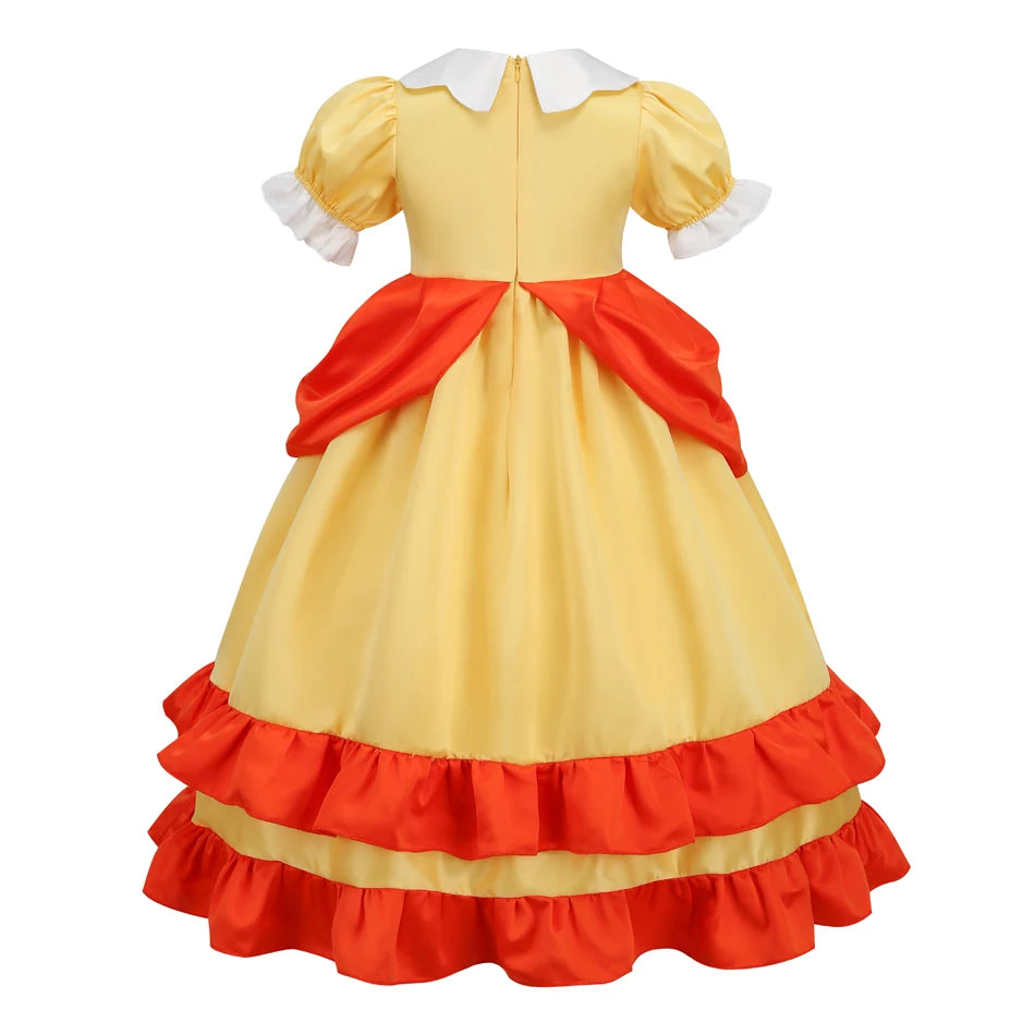 Daisy Girls Princess Dress Cartoon Movie Cosplay Costume Summer Kids Orange Party Outfits 2-10 Years Halloween Fancy Clothes