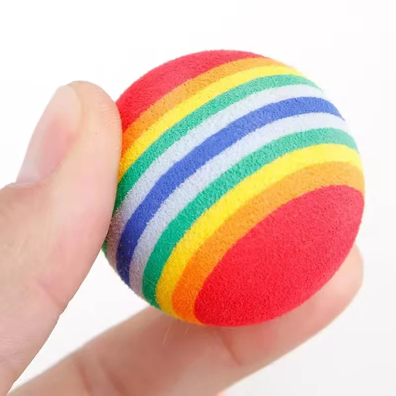 5/10/30PCS Rainbow EVA Cat Toys Ball Interactive Cat Dog Play Chewing Rattle Scratch EVA Ball Training Balls Pet Toys Supplies