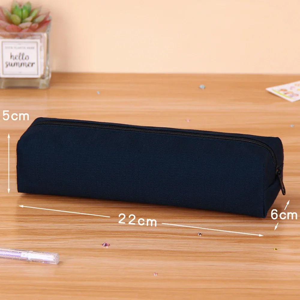 Solid Color Pencil Case Simple Pencil Bags For Student New Stationery School Supplies Kids Gift Zipper Big Cosmetic Bag