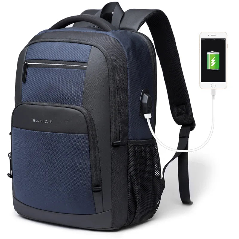 BANGE Lightweight 15.6 inch Laptop Backpack Waterproof USB Charge Port Multifunctional Travel Hiking School Bag Mochila for Men