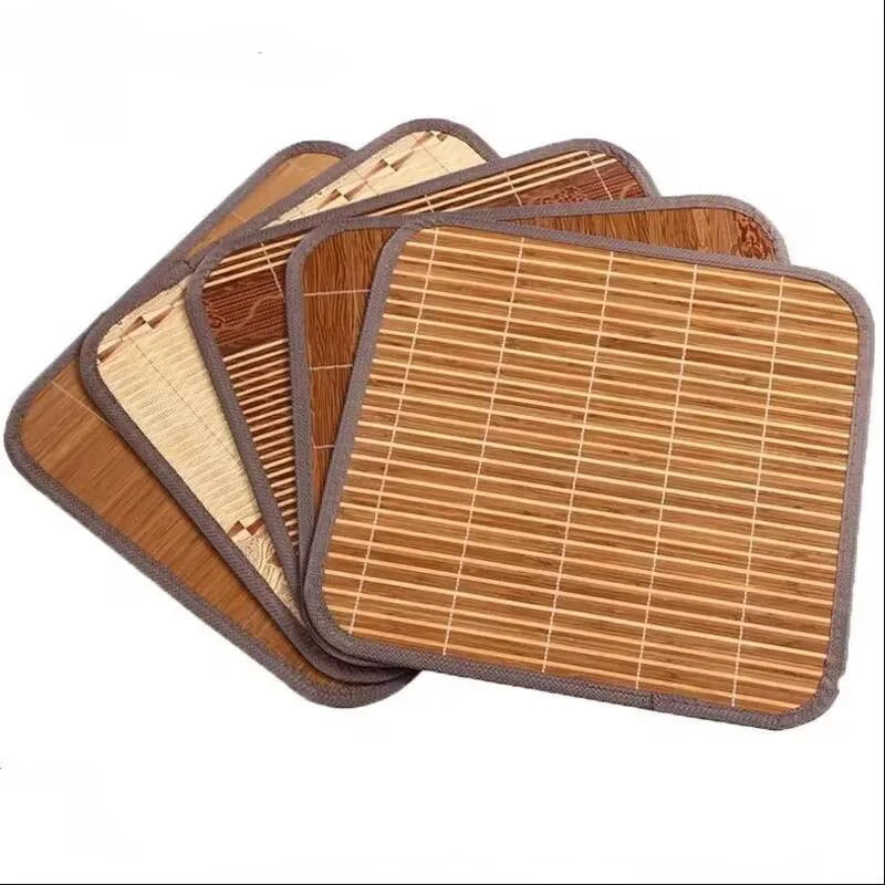 1 Pc Random Color Summer Bamboo Chair Cushion Office Student Cool Stool Cushion Home Square Summer Cool Dining Chair Seat Mat