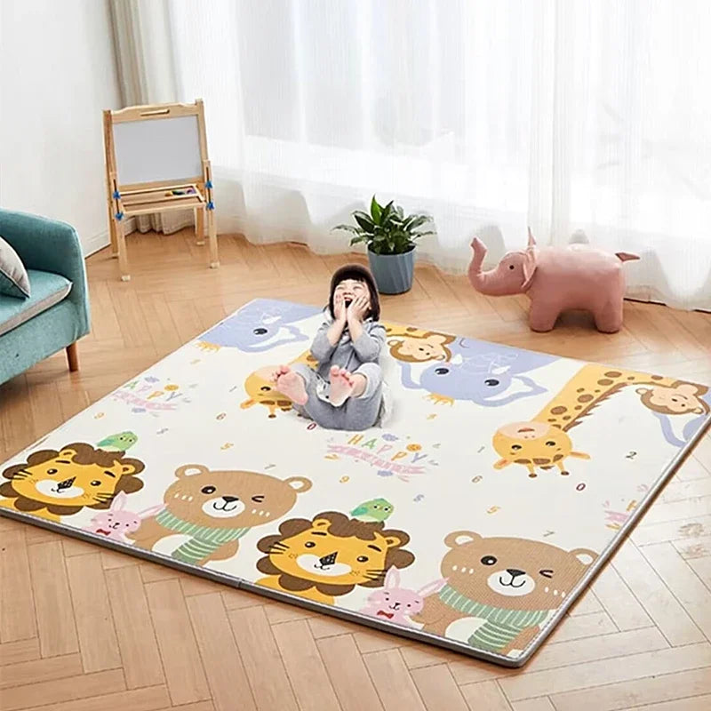 Baby Play Mats Doubel Sided Animals Kids Rug Educational Toys for Children Soft Floor Toddler Crawling Carpet Game Activity Gym